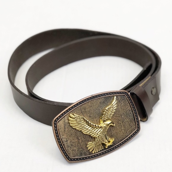 Other - Men’s Brown Leather Eagle Buckle Belt